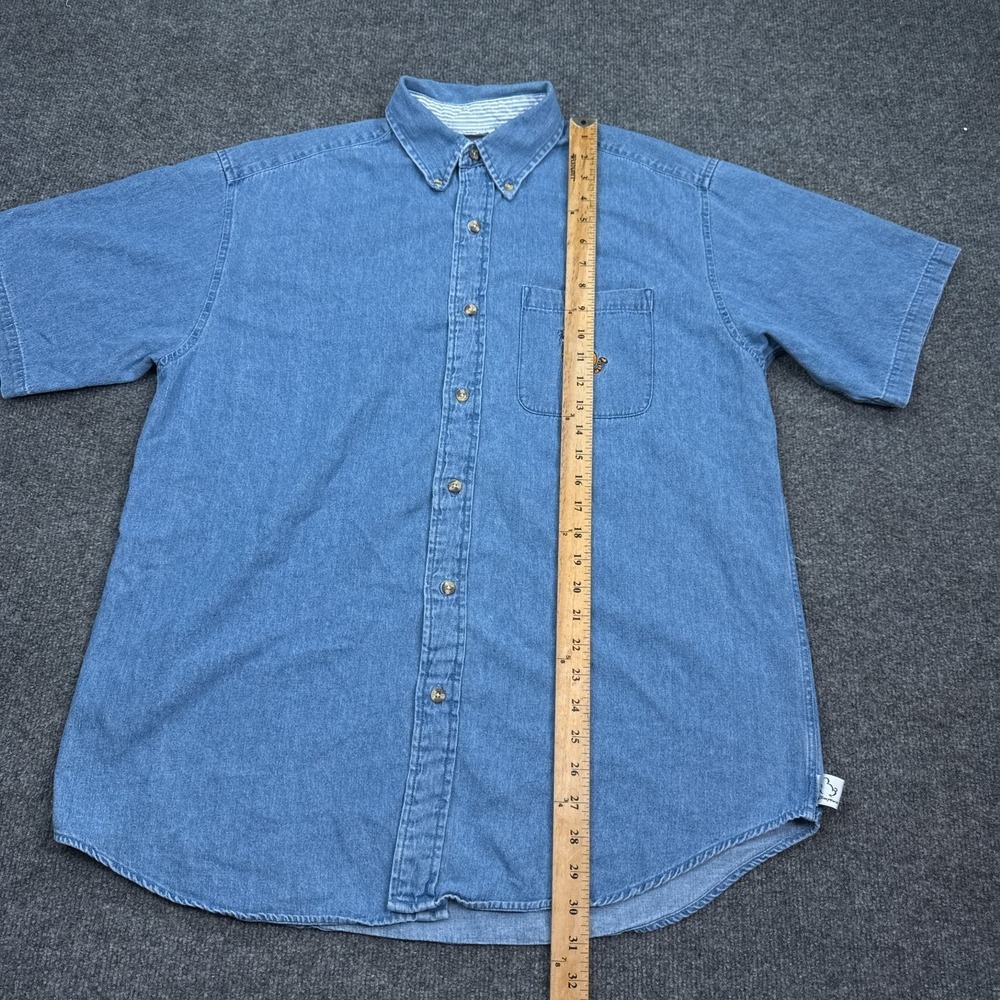 Vintage 90s Disney Tigger Button Down Denim Shirt Adult Size Medium Embroidered - Picture 8 of 12